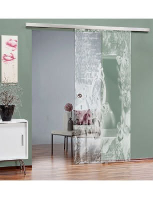 Glasschiebetür SLIM-LINE Vintage flowers Gelasert Auf Klarglas