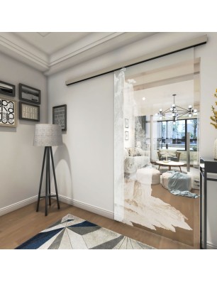 Glasschiebetür SLIM-LINE Landscape Gelasert Auf Klarglas