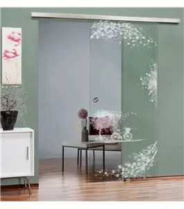 Glasschiebetür SLIM-LINE Herbst Gelasert Auf Klarglas