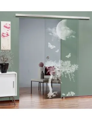 Glasschiebetür SLIM-LINE Night Gelasert Auf Klarglas