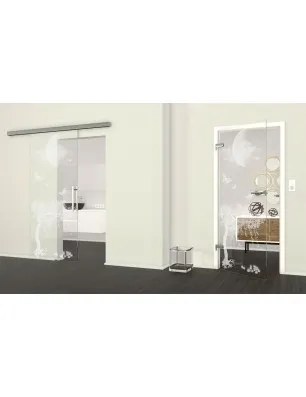 Glasschiebetür SLIM-LINE Night Gelasert Auf Klarglas