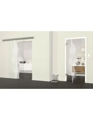 Glasschiebetür SLIM-LINE Abstrakt 4 Gelasert Auf Klarglas