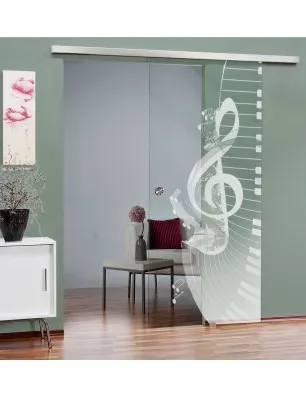 Glasschiebetür SLIM-LINE Piano Gelasert Auf Klarglas