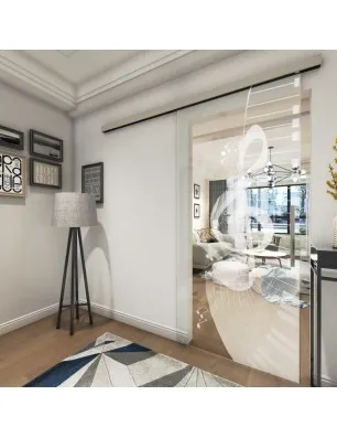 Glasschiebetür SLIM-LINE Piano Gelasert Auf Klarglas