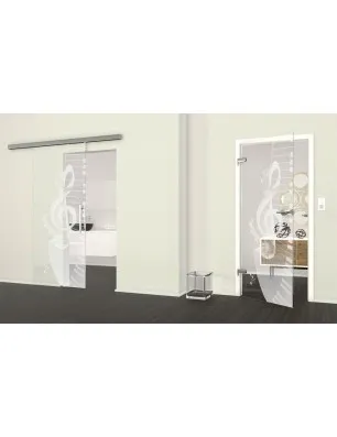 Glasschiebetür SLIM-LINE Piano Gelasert Auf Klarglas