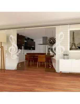 Glasschiebetür SLIM-LINE Piano Gelasert Auf Klarglas