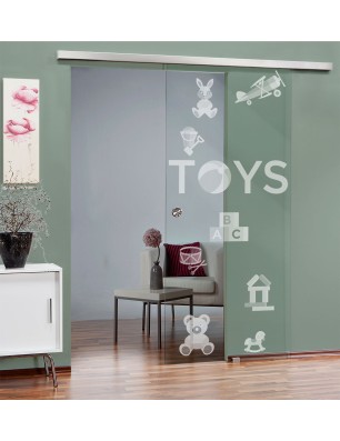 Glasschiebetür SLIM-LINE Toys Gelasert Auf Klarglas