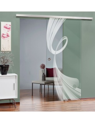 Glasschiebetür SLIM-LINE Abstrakt 5 Gelasert Auf Klarglas