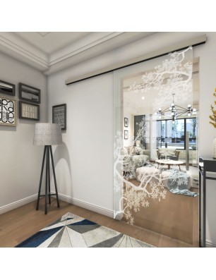 Glasschiebetür SLIM-LINE Japan Garden Gelasert Auf Klarglas
