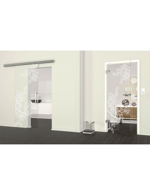 Glasschiebetür SLIM-LINE Japan Garden Gelasert Auf Klarglas