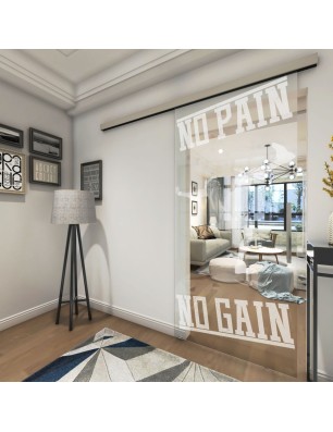 Glasschiebetür SLIM-LINE No pain No Gain Gelasert Auf Klarglas