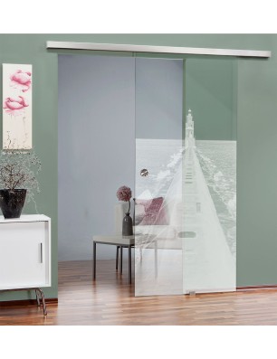 Glasschiebetür SLIM-LINE Wellenbrecher Gelasert Auf Klarglas