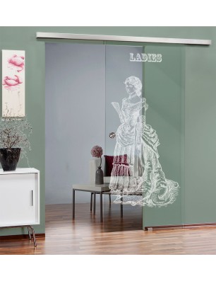 Glasschiebetür SLIM-LINE Ladies Gelasert Auf Klarglas