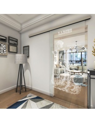 Glasschiebetür SLIM-LINE Ladies Gelasert Auf Klarglas