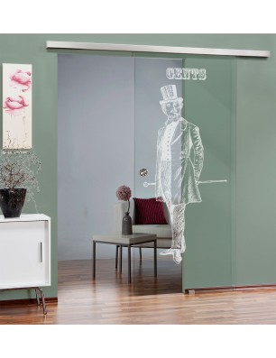 Glasschiebetür SLIM-LINE Gents Gelasert Auf Klarglas