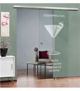 Glasschiebetür SLIM-LINE Cosmopolitan Gelasert Auf Klarglas