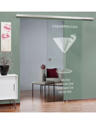 Glasschiebetür SLIM-LINE Cosmopolitan Gelasert Auf Klarglas