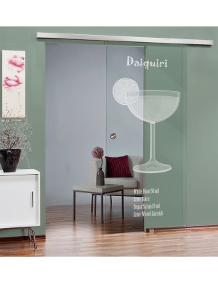 Glasschiebetür SLIM-LINE Daiquiri Gelasert Auf Klarglas