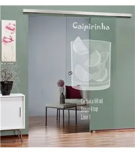 Glasschiebetür SLIM-LINE Caipirinha Gelasert Auf Klarglas