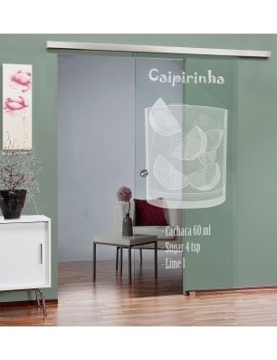 Glasschiebetür SLIM-LINE Caipirinha Gelasert Auf Klarglas