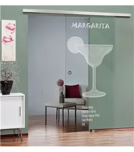 Glasschiebetür SLIM-LINE Margarita Gelasert Auf Klarglas