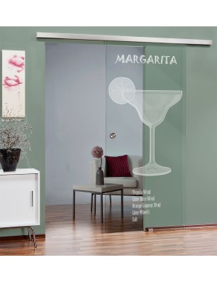 Glasschiebetür SLIM-LINE Margarita Gelasert Auf Klarglas