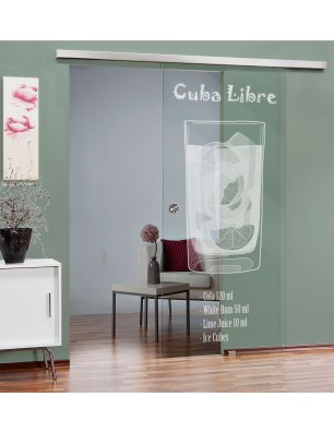 Glasschiebetür SLIM-LINE Cuba Libre Gelasert Auf Klarglas
