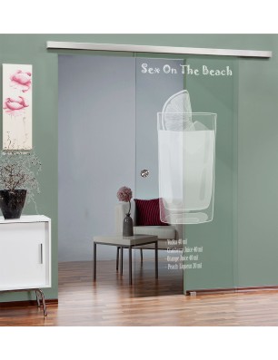 Glasschiebetür SLIM-LINE Sex on the beach Gelasert Auf Klarglas