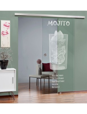 Glasschiebetür SLIM-LINE Mojito Gelasert Auf Klarglas
