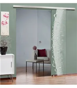 Glasschiebetür SLIM-LINE Morgentau Gelasert Auf Klarglas