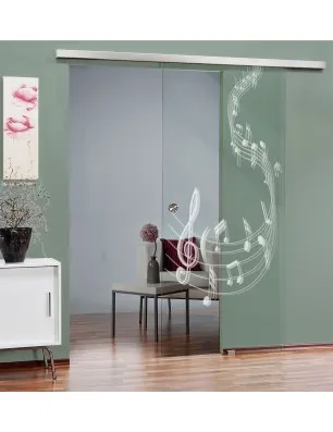 Glasschiebetür SLIM-LINE Musik Gelasert Auf Klarglas