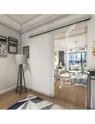 Glasschiebetür SLIM-LINE Musik Gelasert Auf Klarglas