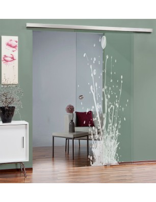 Glasschiebetür SLIM-LINE Splash Gelasert Auf Klarglas