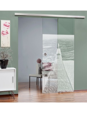 Glasschiebetür SLIM-LINE Steg Gelasert Auf Klarglas