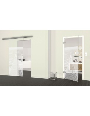 Glasschiebetür SLIM-LINE Steg Gelasert Auf Klarglas
