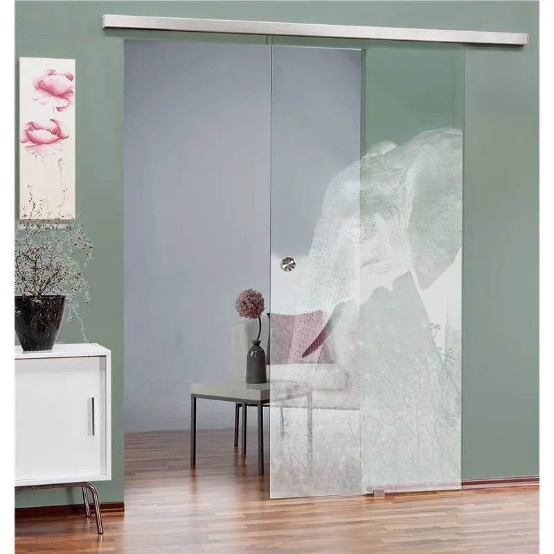 Glasschiebetür SLIM-LINE Elefant 3 Gelasert Auf Klarglas Glasschiebetür SLIM-LINE Elefant 3 Gelasert Auf Klarglas