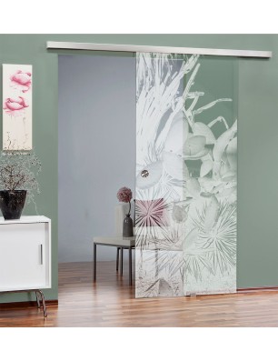 Glasschiebetür SLIM-LINE Kaktusblüten Gelasert Auf Klarglas