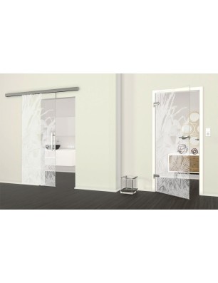 Glasschiebetür SLIM-LINE Kaktusblüten Gelasert Auf Klarglas