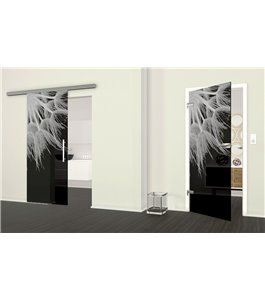 Glasschiebetür SLIM-LINE Pusteblume II Gelasert Auf Grauglas