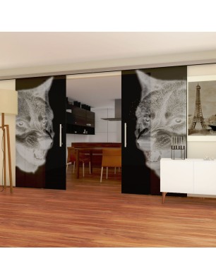 Glasschiebetür SLIM-LINE Wolf Gelasert Auf Grauglas
