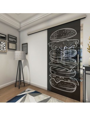 Glasschiebetür SLIM-LINE Hamburger Gelasert Auf Grauglas