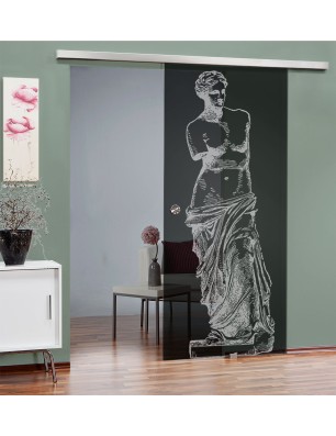 Glasschiebetür SLIM-LINE Venus Gelasert Auf Grauglas