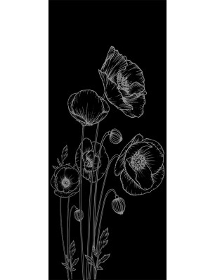 Glasschiebetür SLIM-LINE Blume 10 Gelasert Auf Grauglas