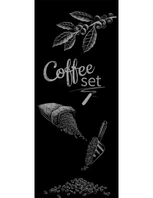 Glasschiebetür SLIM-LINE Coffee Set Gelasert Auf Grauglas