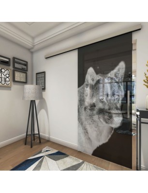 Glasschiebetür SLIM-LINE Wolf 5 Gelasert Auf Grauglas