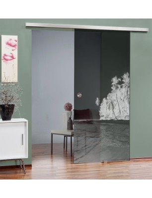 Glasschiebetür SLIM-LINE Klippe Gelasert Auf Grauglas