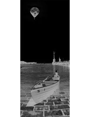 Glasschiebetür SLIM-LINE Boot 4 Gelasert Auf Grauglas