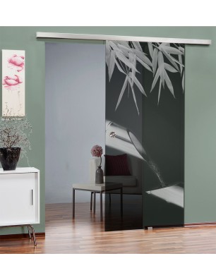 Glasschiebetür SLIM-LINE Wellness 3 Gelasert Auf Grauglas