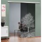 Glasschiebetür SLIM-LINE Baum Gelasert Auf Grauglas Glasschiebetür SLIM-LINE Baum Gelasert Auf Grauglas
