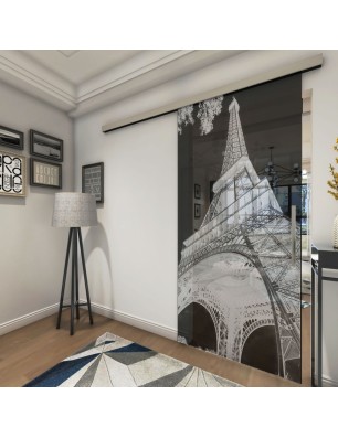 Glasschiebetür SLIM-LINE Eifelturm 3 Gelasert Auf Grauglas
